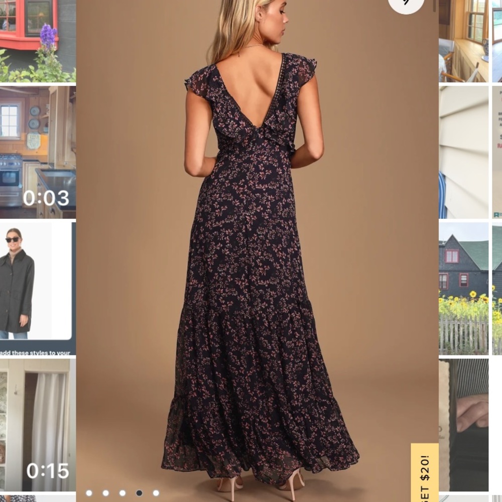 Lulus Darling Daydream Navy Blue Floral Print Ruffled Maxi Dress - Picture 2 of 5